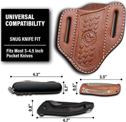 Red Scorpion Handmade Leather Knife Sheath for Belt - EDC Belt Holster for Folding Knife, Leather Sheath for Pocket Knife, Compact EDC Tools Carrier for Outdoor Activities