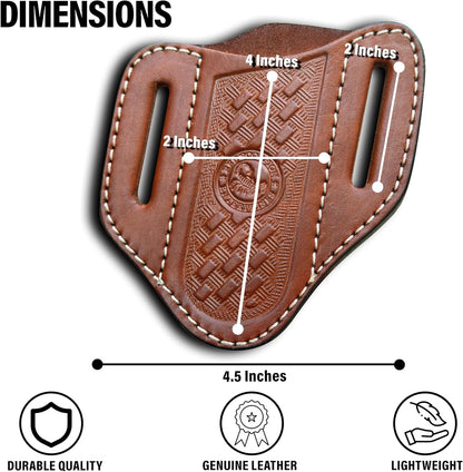 Red Scorpion Handmade Leather Knife Sheath for Belt - EDC Belt Holster for Folding Knife, Leather Sheath for Pocket Knife, Compact EDC Tools Carrier for Outdoor Activities