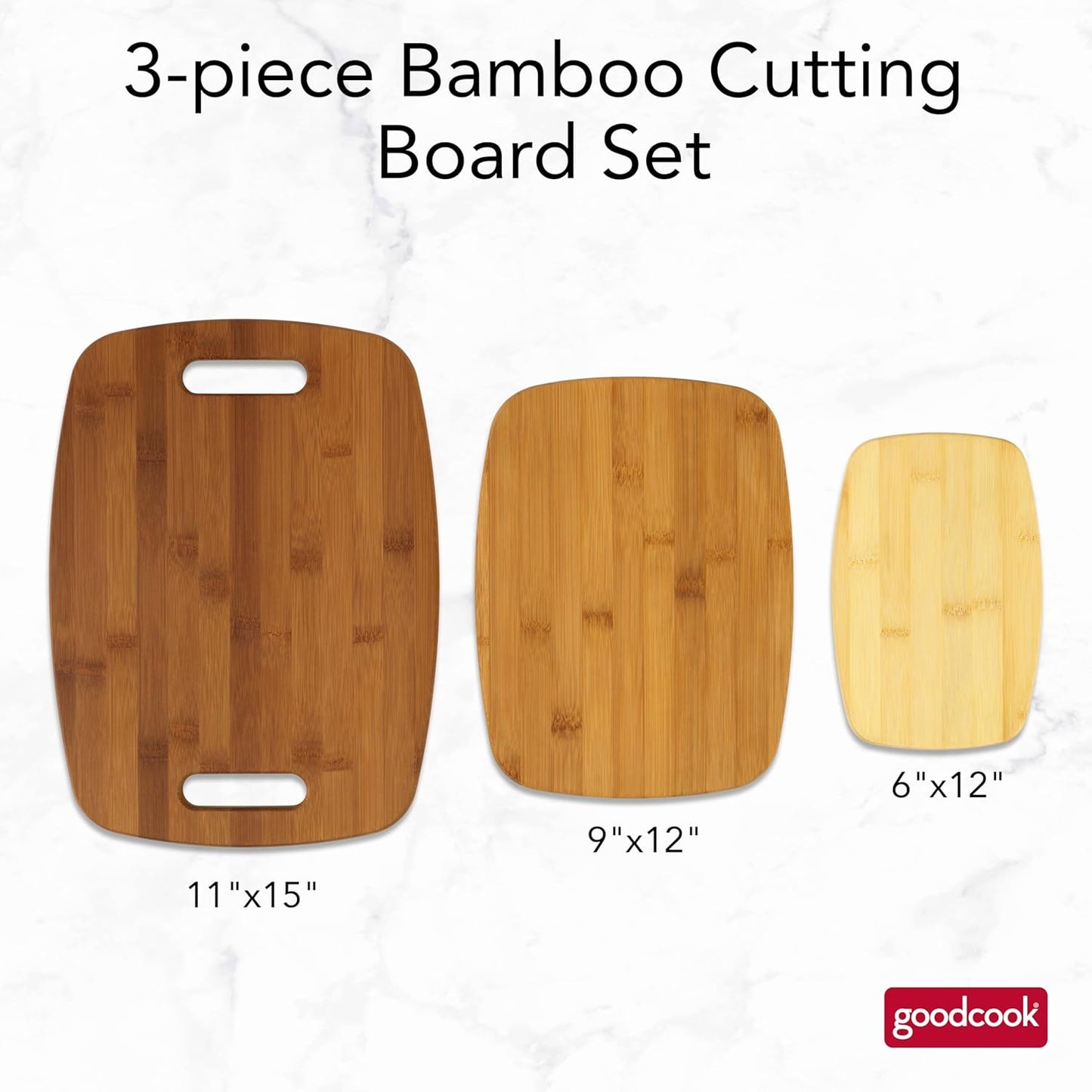 Bamboo Cutting Board 3-Pack, Eco-Friendly Knife-Friendly Boards, 6x9-Inch, 9x12-Inch, 11x15-Inch, Durable and Moisture Resistant, Perfect for Food Prep and Serving