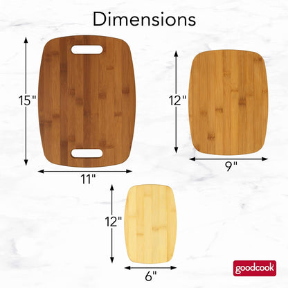 Bamboo Cutting Board 3-Pack, Eco-Friendly Knife-Friendly Boards, 6x9-Inch, 9x12-Inch, 11x15-Inch, Durable and Moisture Resistant, Perfect for Food Prep and Serving