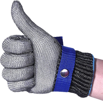 Cut Resistant Glove, Stainless Steel Mesh Metal Glove, Food Grade for Kitchen Cooking, Butcher Meat Cutting (XL), X-Large, Silver Gray