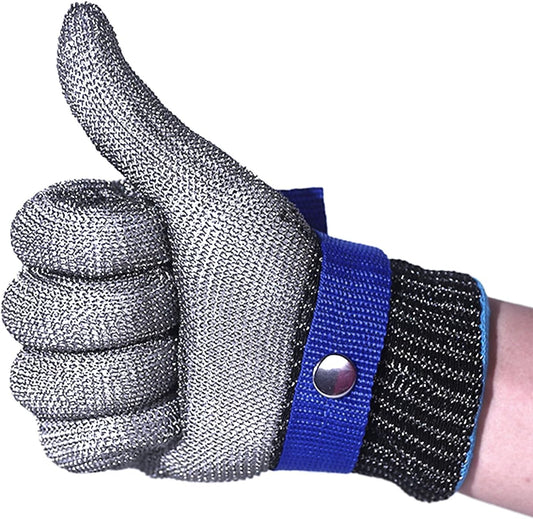Cut Resistant Glove, Stainless Steel Mesh Metal Glove, Food Grade for Kitchen Cooking, Butcher Meat Cutting (XL), X-Large, Silver Gray