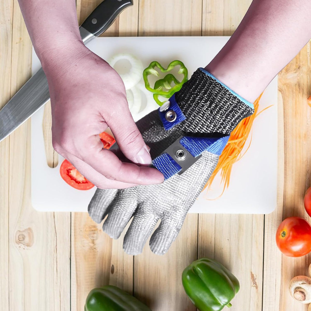 Cut Resistant Glove, Stainless Steel Mesh Metal Glove, Food Grade for Kitchen Cooking, Butcher Meat Cutting (XL), X-Large, Silver Gray