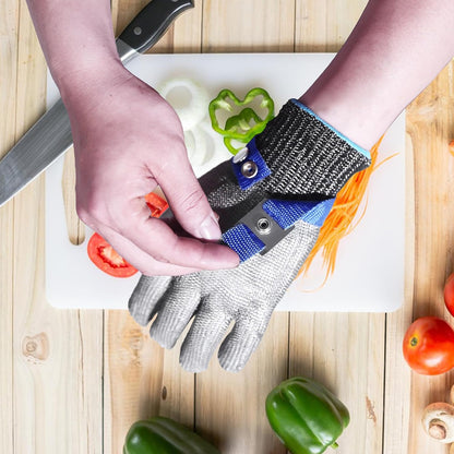 Cut Resistant Glove, Stainless Steel Mesh Metal Glove, Food Grade for Kitchen Cooking, Butcher Meat Cutting (XL), X-Large, Silver Gray