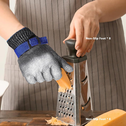 Cut Resistant Glove, Stainless Steel Mesh Metal Glove, Food Grade for Kitchen Cooking, Butcher Meat Cutting (XL), X-Large, Silver Gray