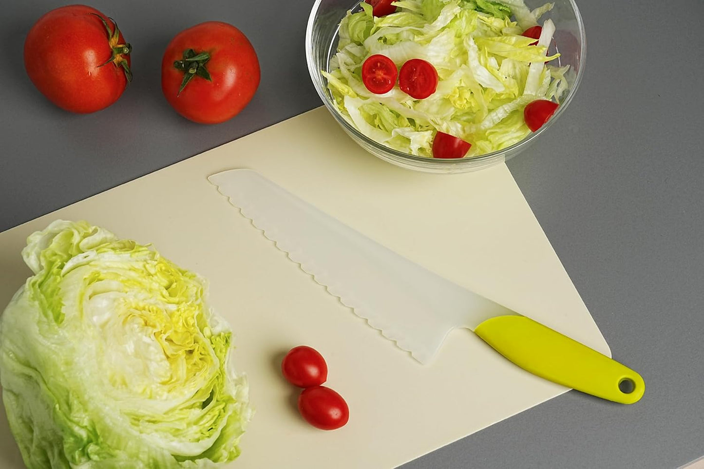 Plastic Lettuce Knife set of 2, 30cm/11.8 inch Salad Knife for Veggies & Fruit, Bread, Cake, Children's Safe