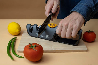 ™ Knife & Scissor Sharpener | Adjustable 14-24 Degree Angle Guide | Diamond-Coated Ceramic Whetstones, Works for Kitchen Knives & Professional Chefs, Sturdy Grip & Non-Slip Rubber for Safety