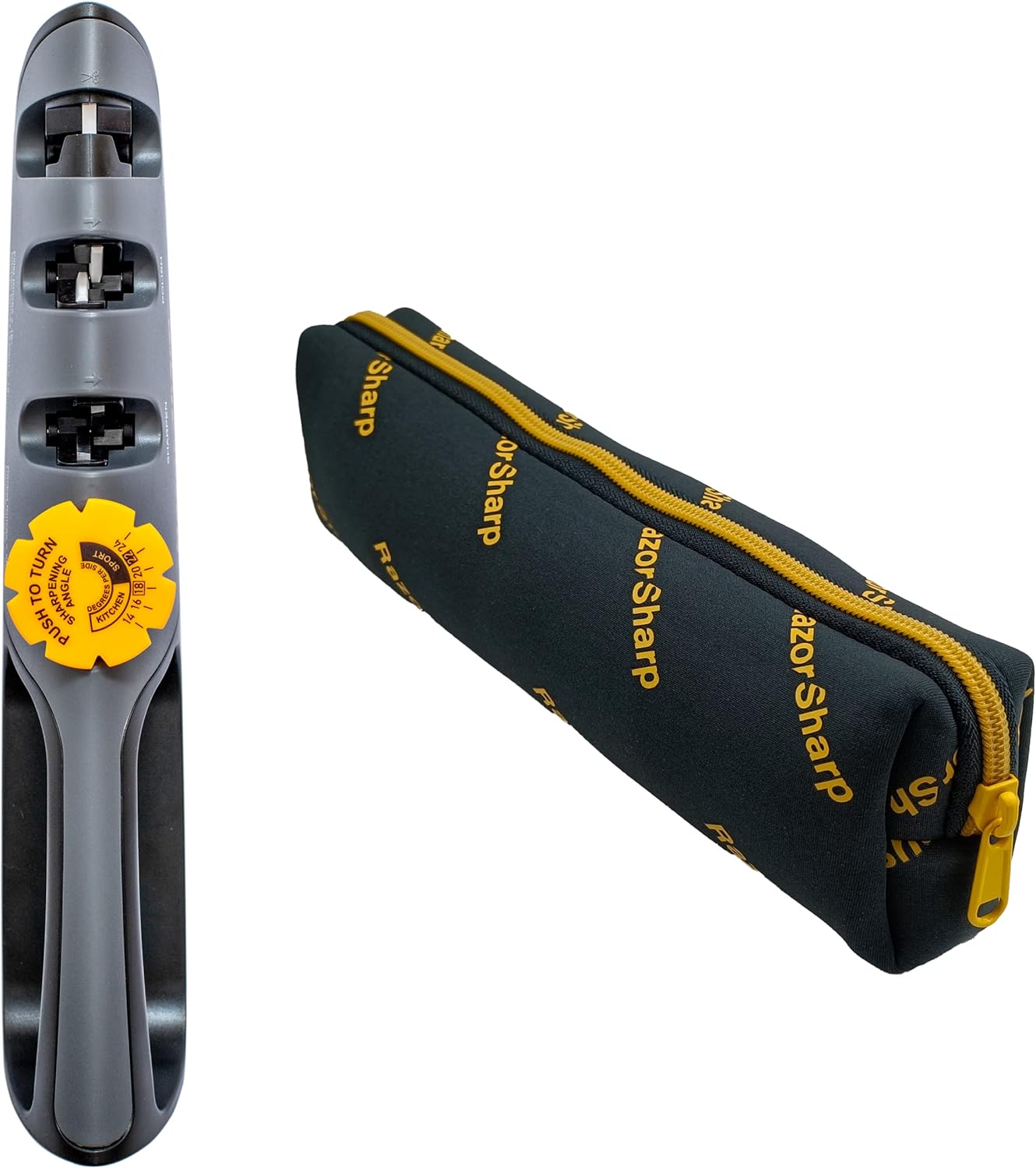 ™ Knife & Scissor Sharpener | Adjustable 14-24 Degree Angle Guide | Diamond-Coated Ceramic Whetstones, Works for Kitchen Knives & Professional Chefs, Sturdy Grip & Non-Slip Rubber for Safety