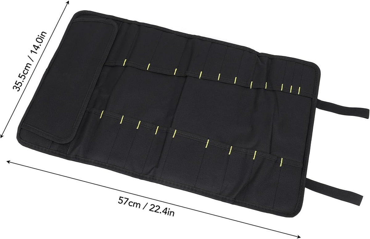 Chef Knife Bag 20 Slots Folding Portable Cutlery Knives Holders Protectors, Multifunctional Knives Holders Protectors Roll Storage Bag for Home Kitchen Travel Camping (Black)