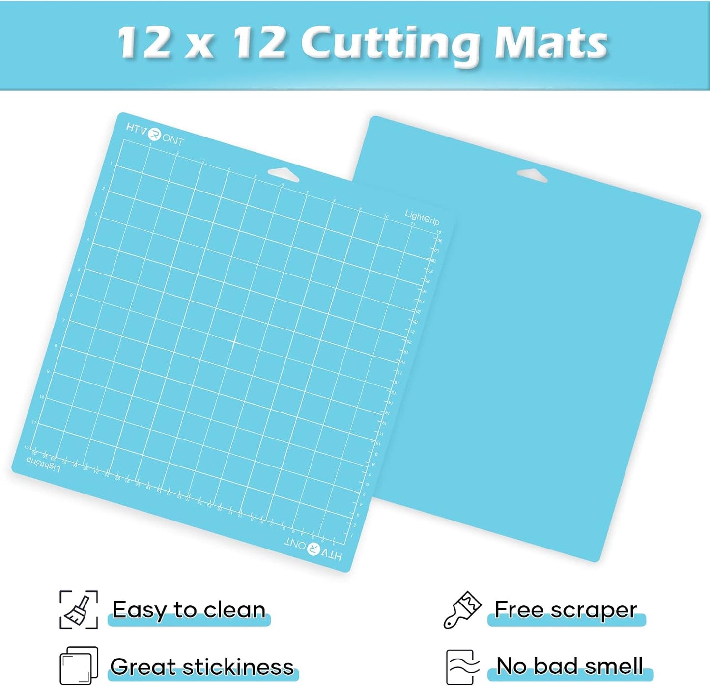 Light Grip Cutting Mat 12x12, 2 Pack, Quilting & Crafting | Compatible with Cricut Maker 4/3/Maker, Explore 5/4/3, Air 2/One, Light Adhesive Sticky Quilting, Vinyl Crafts