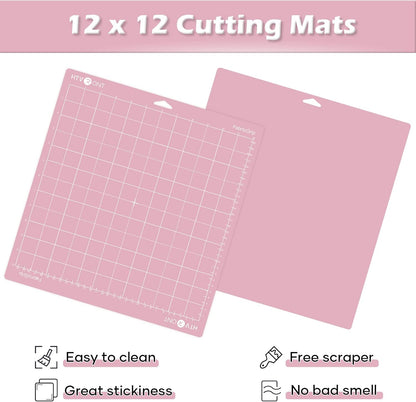 Light Grip Cutting Mat 12x12, 2 Pack, Quilting & Crafting | Compatible with Cricut Maker 4/3/Maker, Explore 5/4/3, Air 2/One, Light Adhesive Sticky Quilting, Vinyl Crafts
