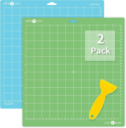 Light Grip Cutting Mat 12x12, 2 Pack, Quilting & Crafting | Compatible with Cricut Maker 4/3/Maker, Explore 5/4/3, Air 2/One, Light Adhesive Sticky Quilting, Vinyl Crafts
