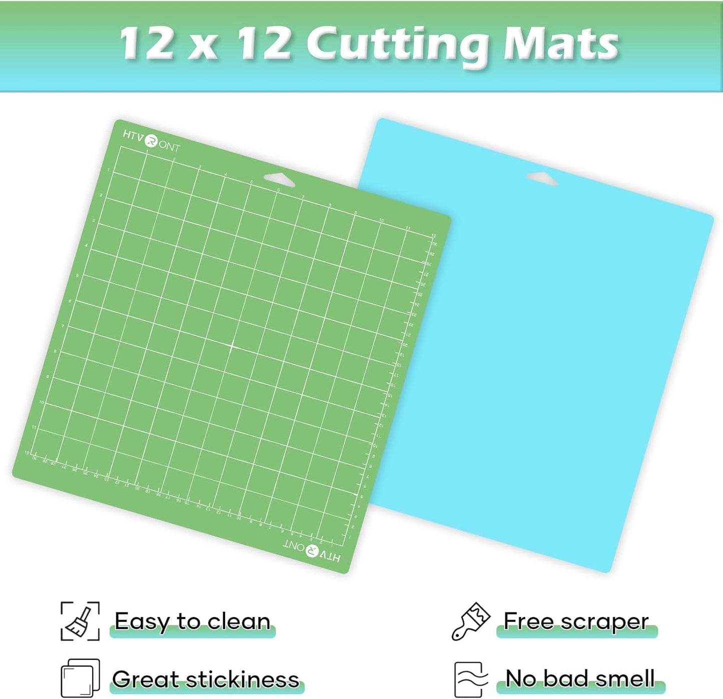 Light Grip Cutting Mat 12x12, 2 Pack, Quilting & Crafting | Compatible with Cricut Maker 4/3/Maker, Explore 5/4/3, Air 2/One, Light Adhesive Sticky Quilting, Vinyl Crafts