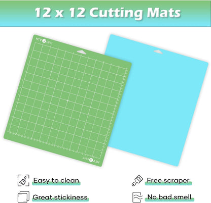 Light Grip Cutting Mat 12x12, 2 Pack, Quilting & Crafting | Compatible with Cricut Maker 4/3/Maker, Explore 5/4/3, Air 2/One, Light Adhesive Sticky Quilting, Vinyl Crafts