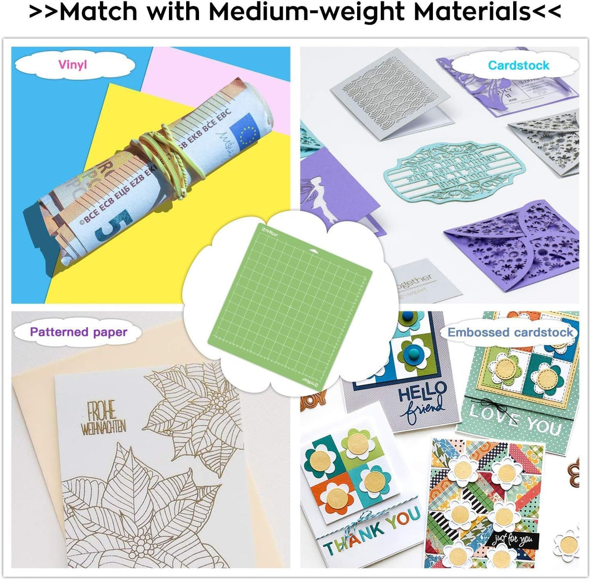 Light Grip Cutting Mat 12x12, 2 Pack, Quilting & Crafting | Compatible with Cricut Maker 4/3/Maker, Explore 5/4/3, Air 2/One, Light Adhesive Sticky Quilting, Vinyl Crafts
