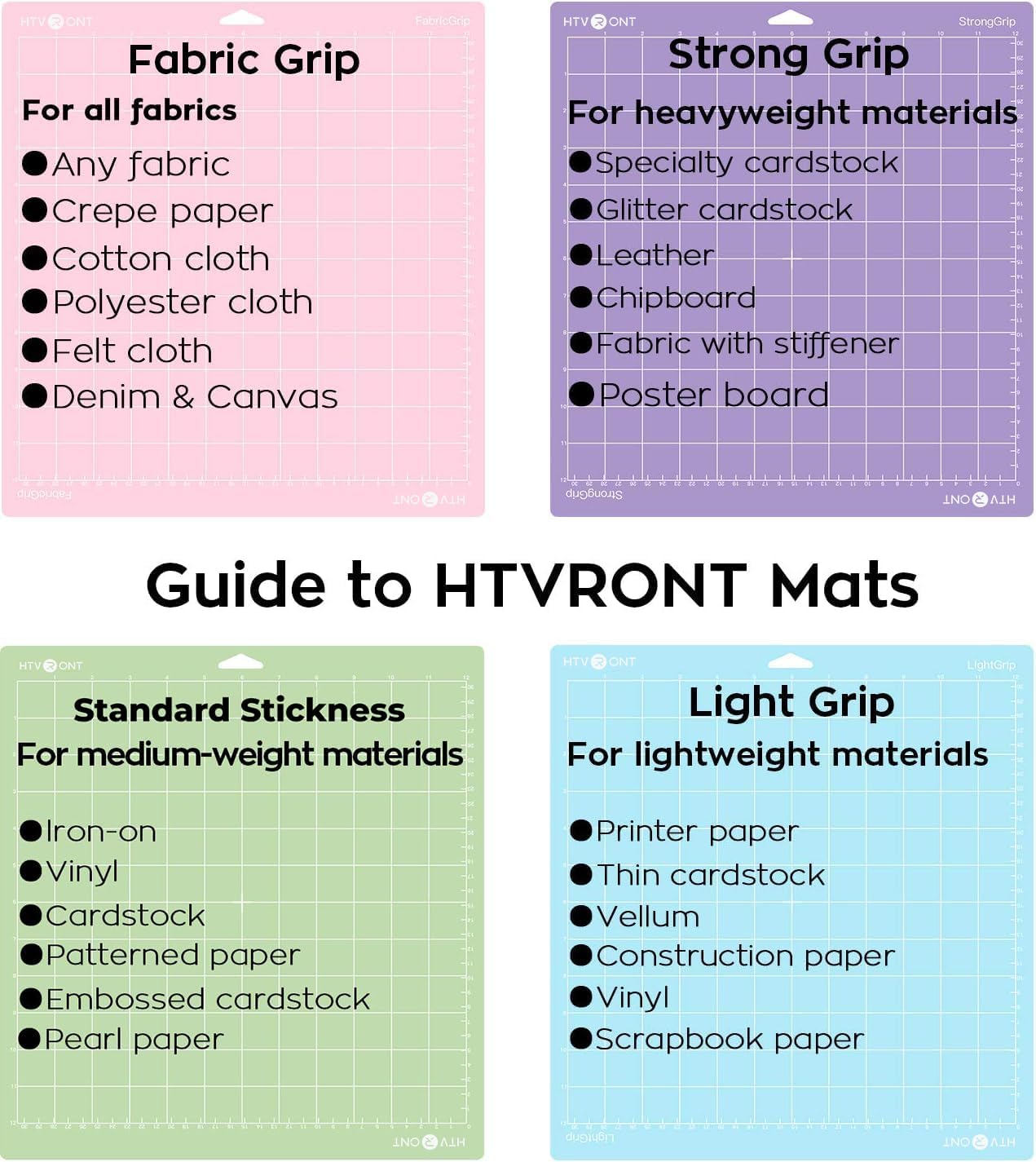 Light Grip Cutting Mat 12x12, 2 Pack, Quilting & Crafting | Compatible with Cricut Maker 4/3/Maker, Explore 5/4/3, Air 2/One, Light Adhesive Sticky Quilting, Vinyl Crafts