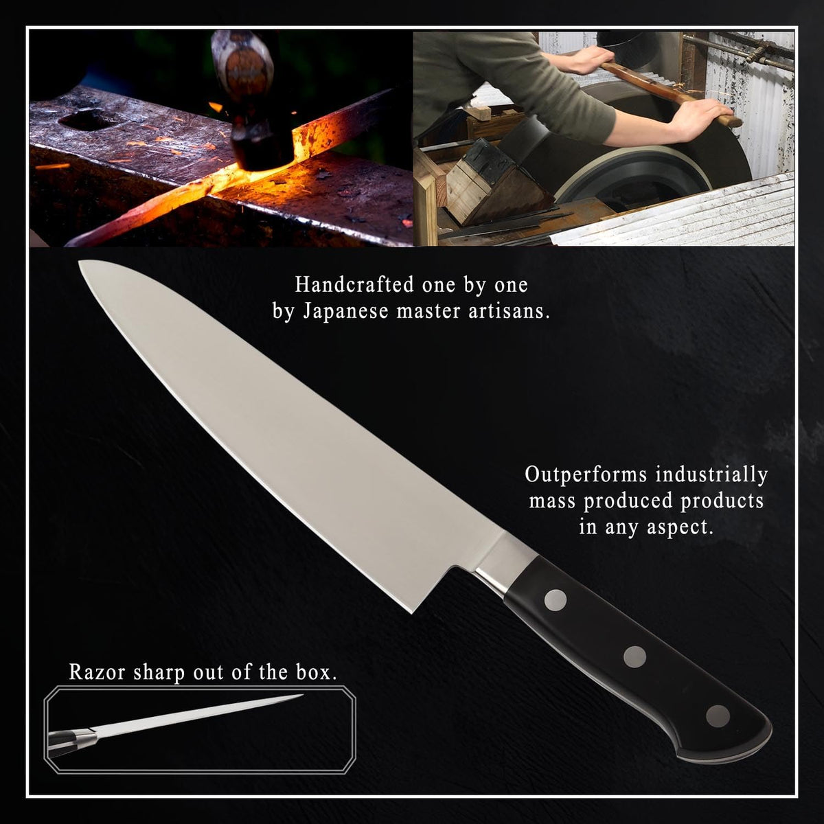 Japanese Chef Knife Premium Molybdenum Stainless Steel, Gyuto 9.5-inch (240mm)