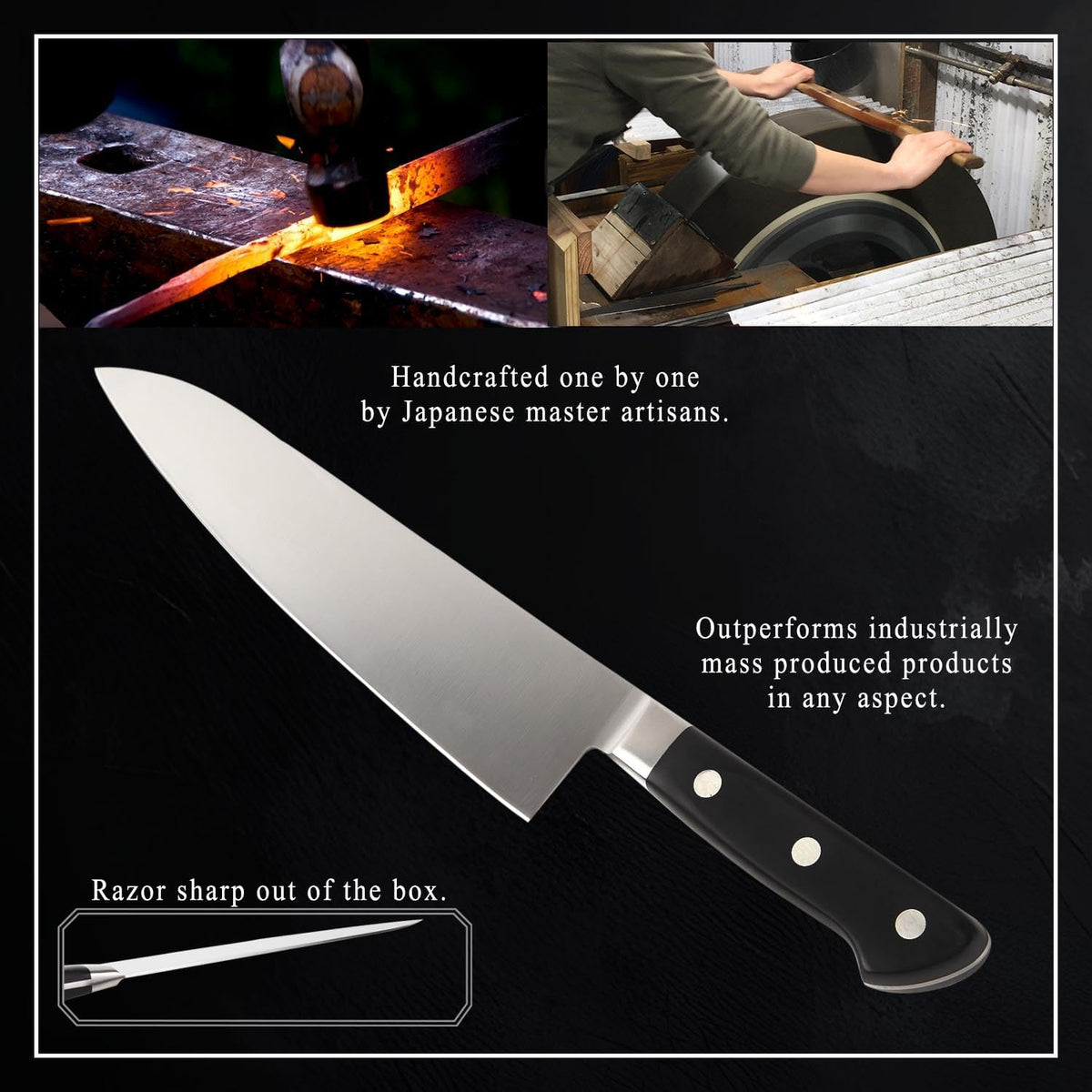 Japanese Chef Knife Premium Molybdenum Stainless Steel, Gyuto 9.5-inch (240mm)