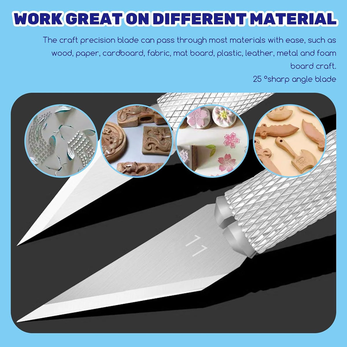 10Pcs Silver Exacto Knife Bulk Set, Stainless Steel Precision Hobby Knifes with Non-slip Handle and Protective Covers for Pumpkin Carving Scrapbooking, Model Buliding, Trimming, Cutting