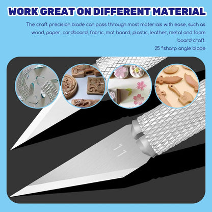 10Pcs Silver Exacto Knife Bulk Set, Stainless Steel Precision Hobby Knifes with Non-slip Handle and Protective Covers for Pumpkin Carving Scrapbooking, Model Buliding, Trimming, Cutting