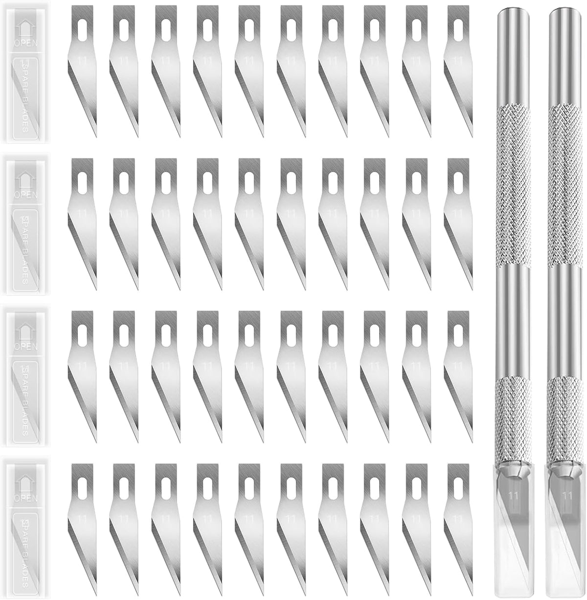 10Pcs Silver Exacto Knife Bulk Set, Stainless Steel Precision Hobby Knifes with Non-slip Handle and Protective Covers for Pumpkin Carving Scrapbooking, Model Buliding, Trimming, Cutting