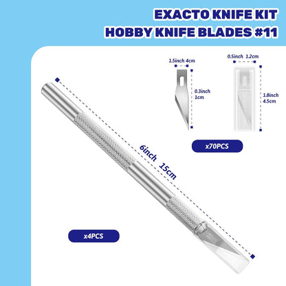 10Pcs Silver Exacto Knife Bulk Set, Stainless Steel Precision Hobby Knifes with Non-slip Handle and Protective Covers for Pumpkin Carving Scrapbooking, Model Buliding, Trimming, Cutting