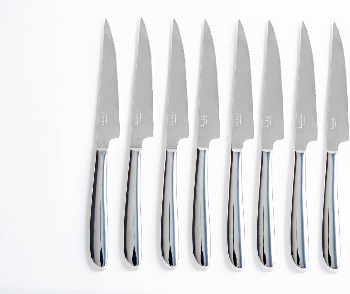 Steak Knife Set - 8-Piece Stainless Steel Steak Knife Set with Mahogany Storage Case