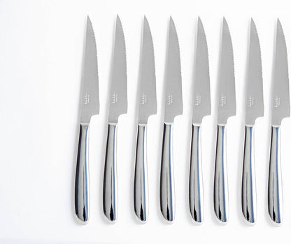 Steak Knife Set - 8-Piece Stainless Steel Steak Knife Set with Mahogany Storage Case