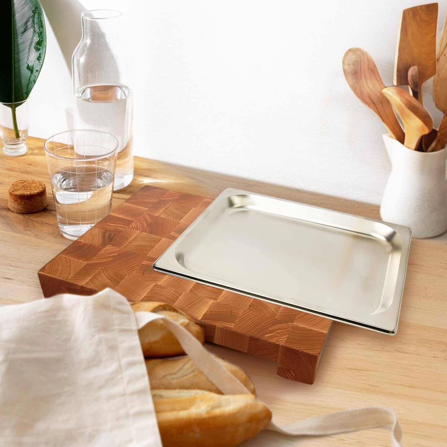 Wooden Cutting Board for Kitchen - End Grain Cutting Board [1.5 in Thick] – Premium Butcher Block Chopping Board – 16 x 12 In Oak Wood Cutting Wooden Board