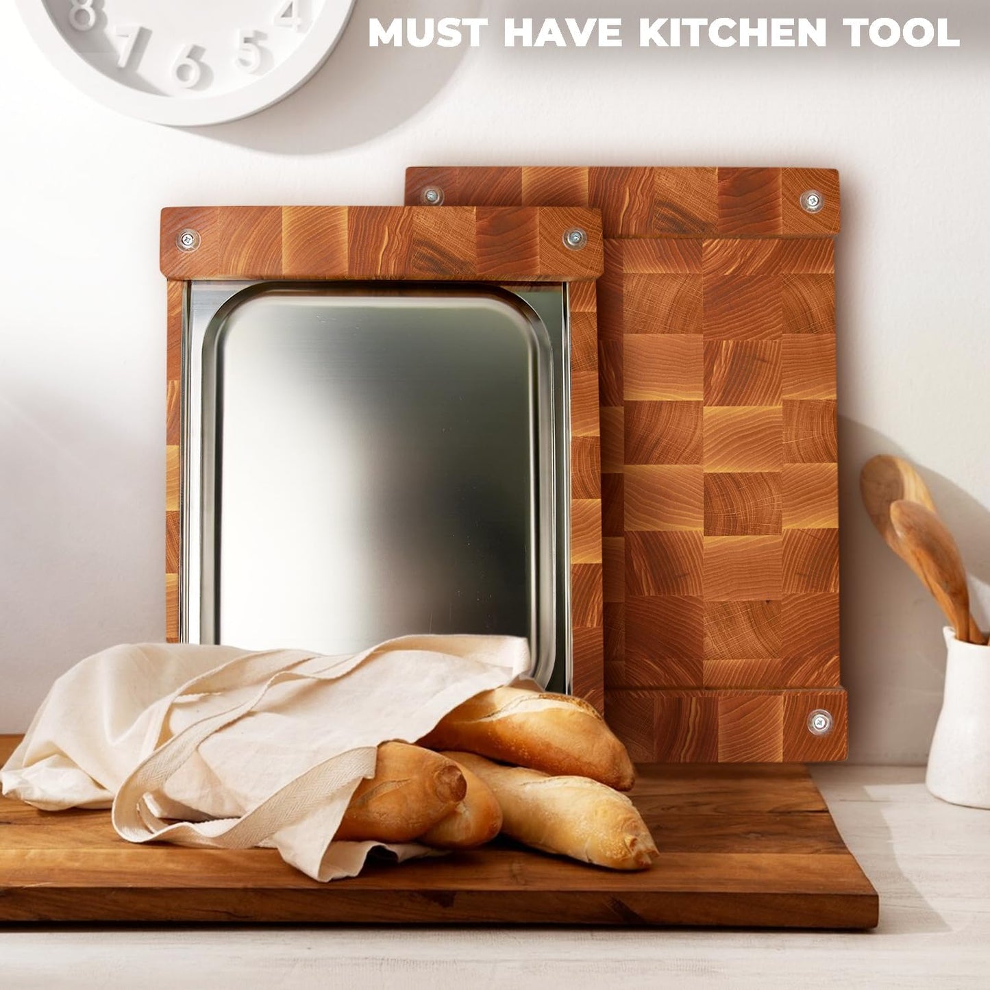 Wooden Cutting Board for Kitchen - End Grain Cutting Board [1.5 in Thick] – Premium Butcher Block Chopping Board – 16 x 12 In Oak Wood Cutting Wooden Board