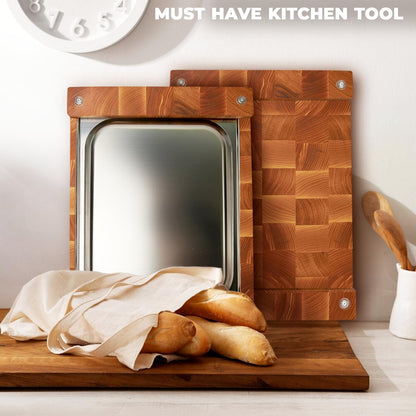 Wooden Cutting Board for Kitchen - End Grain Cutting Board [1.5 in Thick] – Premium Butcher Block Chopping Board – 16 x 12 In Oak Wood Cutting Wooden Board