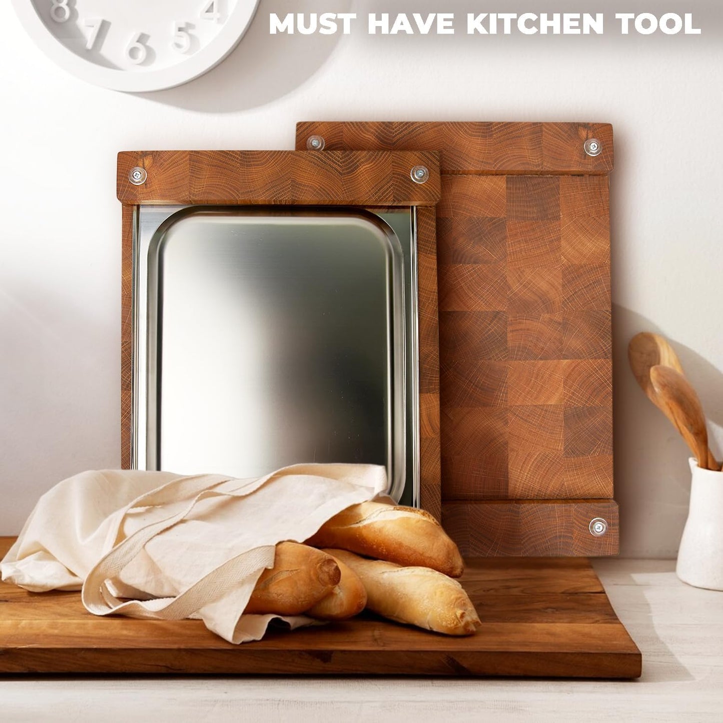 Wooden Cutting Board for Kitchen - End Grain Cutting Board [1.5 in Thick] – Premium Butcher Block Chopping Board – 16 x 12 In Oak Wood Cutting Wooden Board