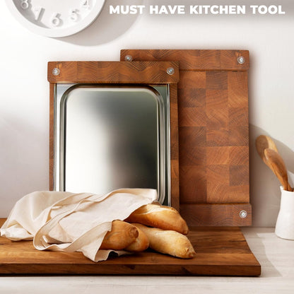Wooden Cutting Board for Kitchen - End Grain Cutting Board [1.5 in Thick] – Premium Butcher Block Chopping Board – 16 x 12 In Oak Wood Cutting Wooden Board