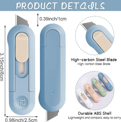 Box Cutter,Retractable Box Opener, Package Opener, Easy Slide Retractable Cute envelope opener for opening daily express boxes, envelopes, packages, paper tapes and more (4 Pcs Box Cutter)
