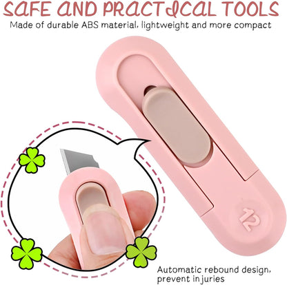 Box Cutter,Retractable Box Opener, Package Opener, Easy Slide Retractable Cute envelope opener for opening daily express boxes, envelopes, packages, paper tapes and more (4 Pcs Box Cutter)