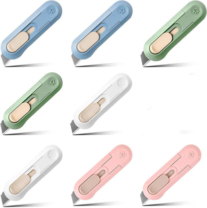 Box Cutter,Retractable Box Opener, Package Opener, Easy Slide Retractable Cute envelope opener for opening daily express boxes, envelopes, packages, paper tapes and more (4 Pcs Box Cutter)