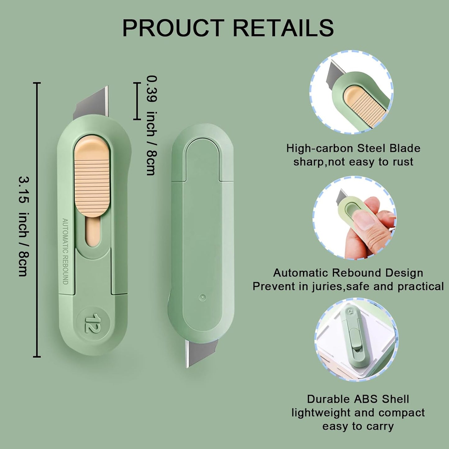 Box Cutter,Retractable Box Opener, Package Opener, Easy Slide Retractable Cute envelope opener for opening daily express boxes, envelopes, packages, paper tapes and more (4 Pcs Box Cutter)