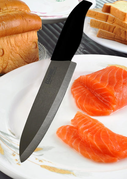 CKS001 2-Piece Set: Premium Coffee Color Ceramic Knives - 6 Inch Chef's Knife & 4 Inch Paring Knife with Protective Covers