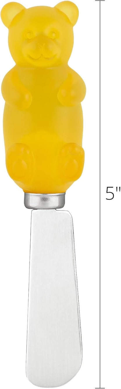 Jelly Bear Cheese Spreaders, Hand-Painted Resin Handles with Stainless Steel Blades for Spreading Cream Cheese, Butter, Jam, or Sandwich, Set of 4