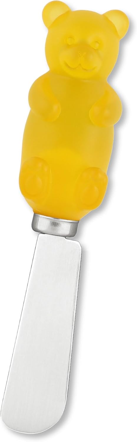 Jelly Bear Cheese Spreaders, Hand-Painted Resin Handles with Stainless Steel Blades for Spreading Cream Cheese, Butter, Jam, or Sandwich, Set of 4
