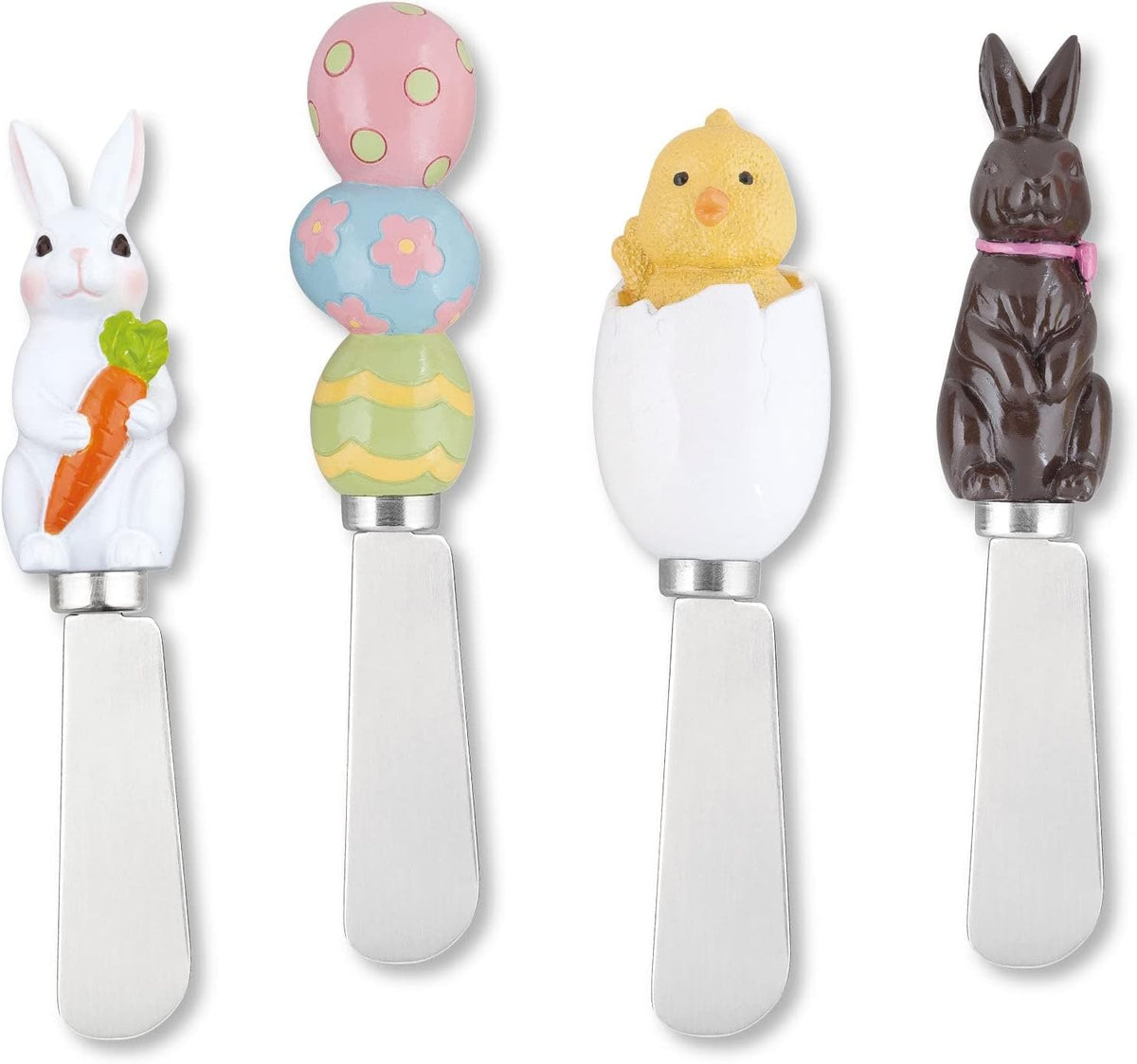 Jelly Bear Cheese Spreaders, Hand-Painted Resin Handles with Stainless Steel Blades for Spreading Cream Cheese, Butter, Jam, or Sandwich, Set of 4