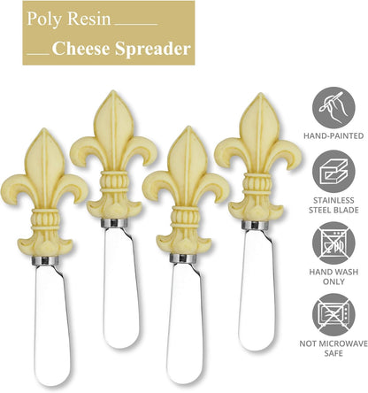 Jelly Bear Cheese Spreaders, Hand-Painted Resin Handles with Stainless Steel Blades for Spreading Cream Cheese, Butter, Jam, or Sandwich, Set of 4