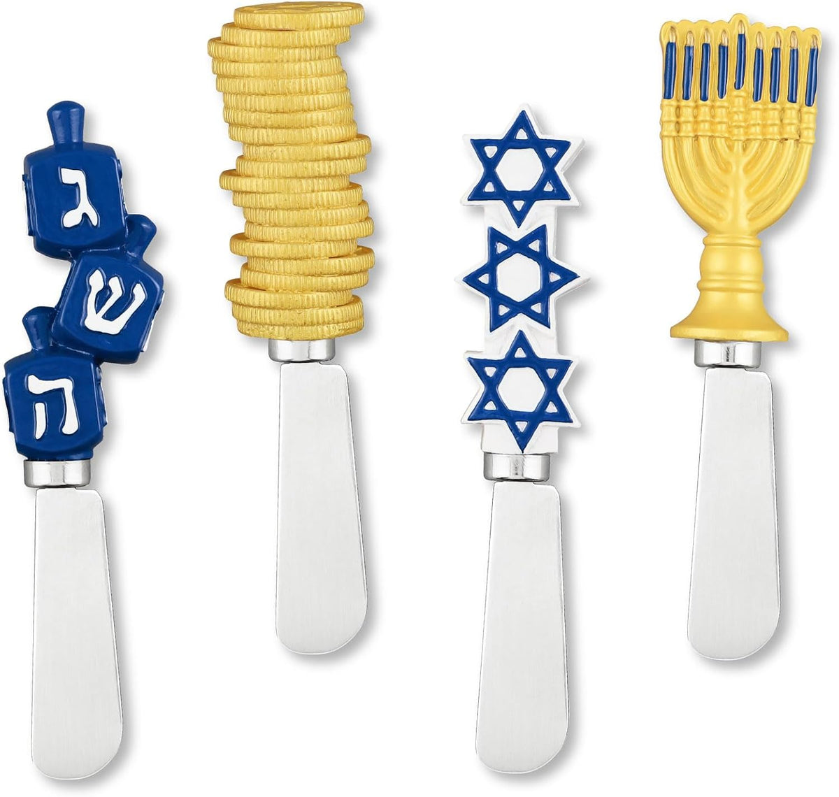 Jelly Bear Cheese Spreaders, Hand-Painted Resin Handles with Stainless Steel Blades for Spreading Cream Cheese, Butter, Jam, or Sandwich, Set of 4