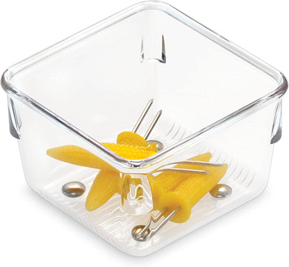 Utensil Holder & Silverware Organizer, Set of 2 | 4" x 12" x 3", Clear, Kitchen Utensils Storage, Countertop Storage