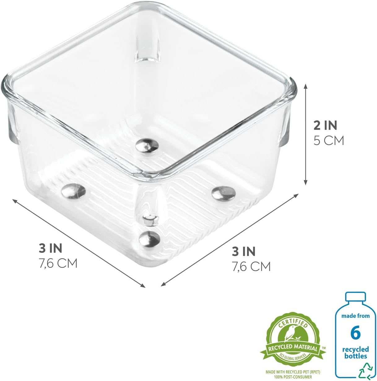 Utensil Holder & Silverware Organizer, Set of 2 | 4" x 12" x 3", Clear, Kitchen Utensils Storage, Countertop Storage