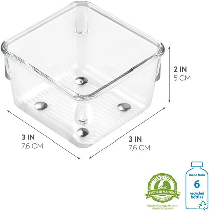 Utensil Holder & Silverware Organizer, Set of 2 | 4" x 12" x 3", Clear, Kitchen Utensils Storage, Countertop Storage