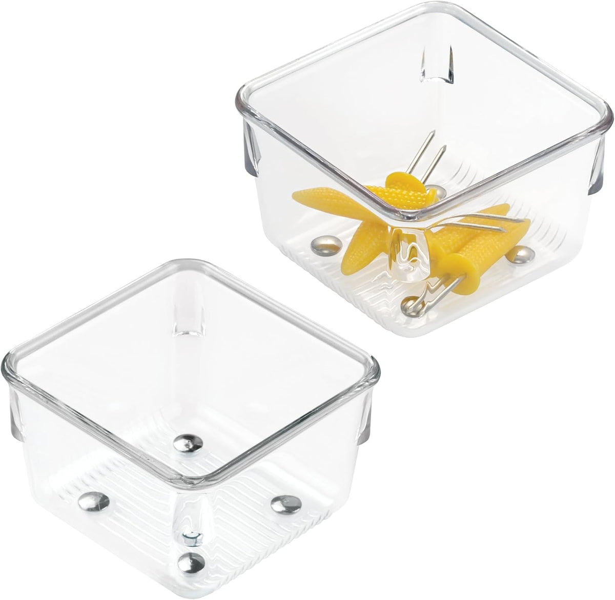 Utensil Holder & Silverware Organizer, Set of 2 | 4" x 12" x 3", Clear, Kitchen Utensils Storage, Countertop Storage