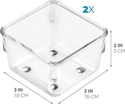 Utensil Holder & Silverware Organizer, Set of 2 | 4" x 12" x 3", Clear, Kitchen Utensils Storage, Countertop Storage