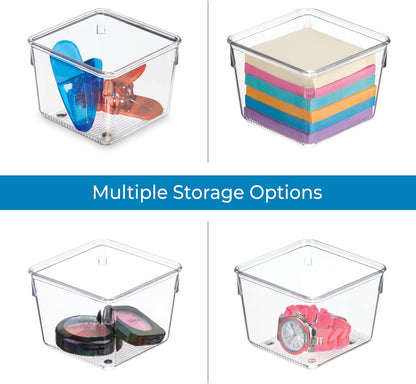 Utensil Holder & Silverware Organizer, Set of 2 | 4" x 12" x 3", Clear, Kitchen Utensils Storage, Countertop Storage