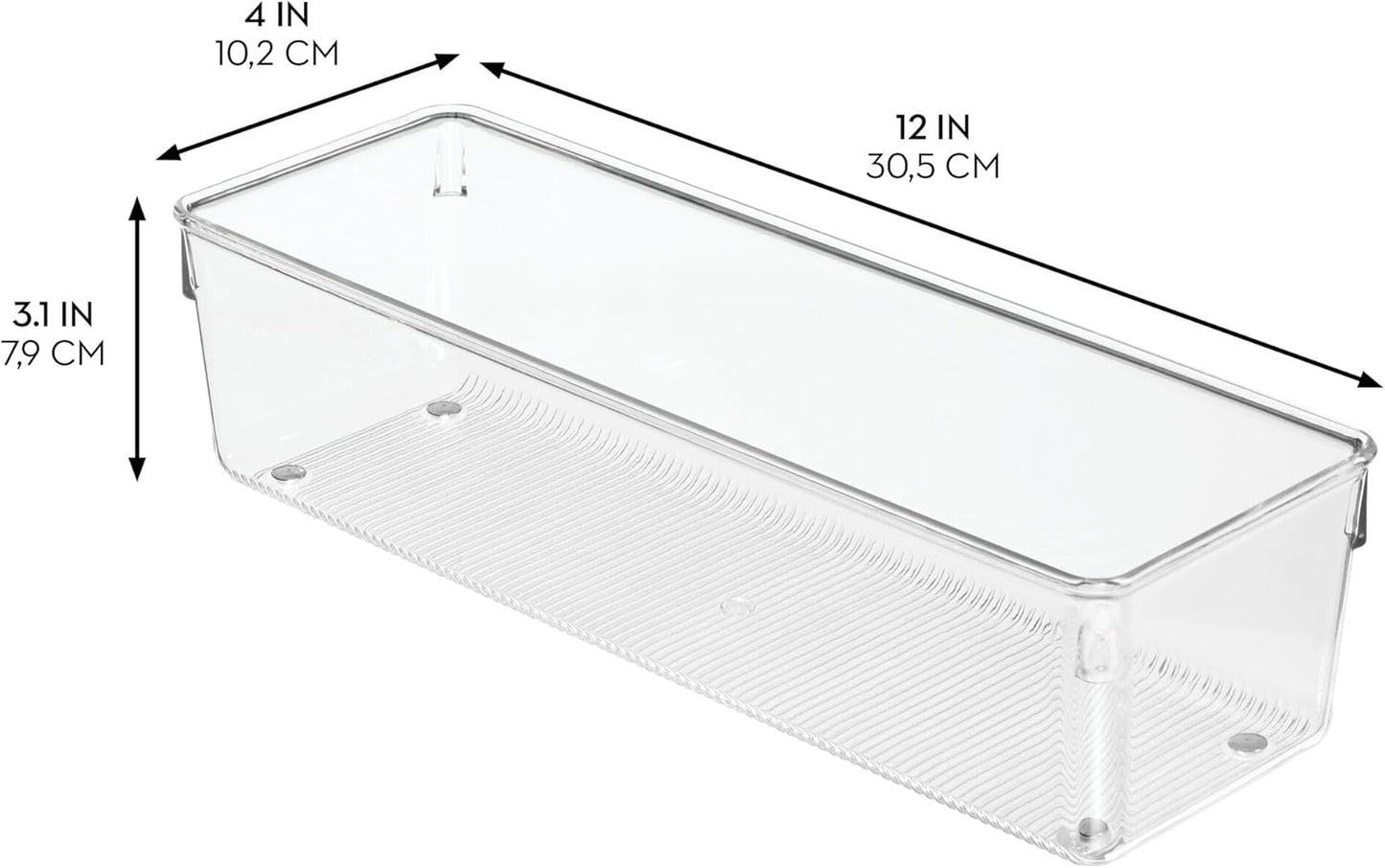 Utensil Holder & Silverware Organizer, Set of 2 | 4" x 12" x 3", Clear, Kitchen Utensils Storage, Countertop Storage